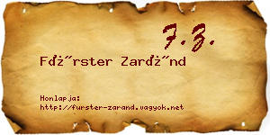 Fürster Zaránd névjegykártya